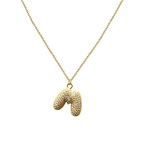 AMORINO SRL - Wholesale Pendant/Charm Necklace - BUBBLE INITIAL NECKLACE WITH ZIRCONIA - MY24784B517 GOLD11