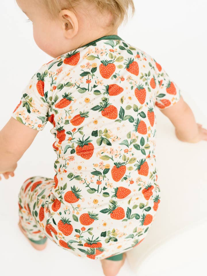 Little One Shop - Wholesale Clothing Set - Baby - Vintage Strawberry Short Sleeve Bamboo Set3