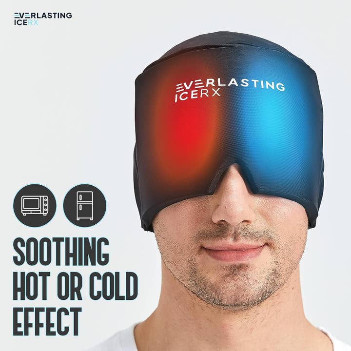 Everlasting Ice RX - Wholesale Hot/Cold Compress - Form Fitting Gel Ice Headache Relief Hat - Cold Therapy Head2