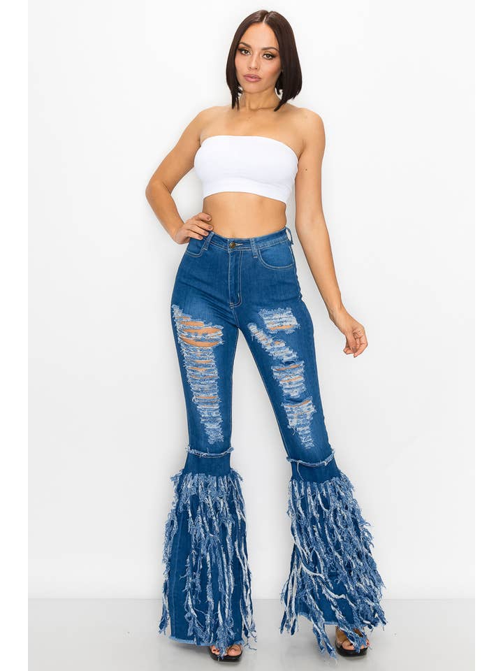 Denim Zone U.S.A. - Wholesale Jeans - Women's - JZ-040 41 042 HIGH WAISTED STRETCHY BELL BOTTOMS WOMEN JEANS