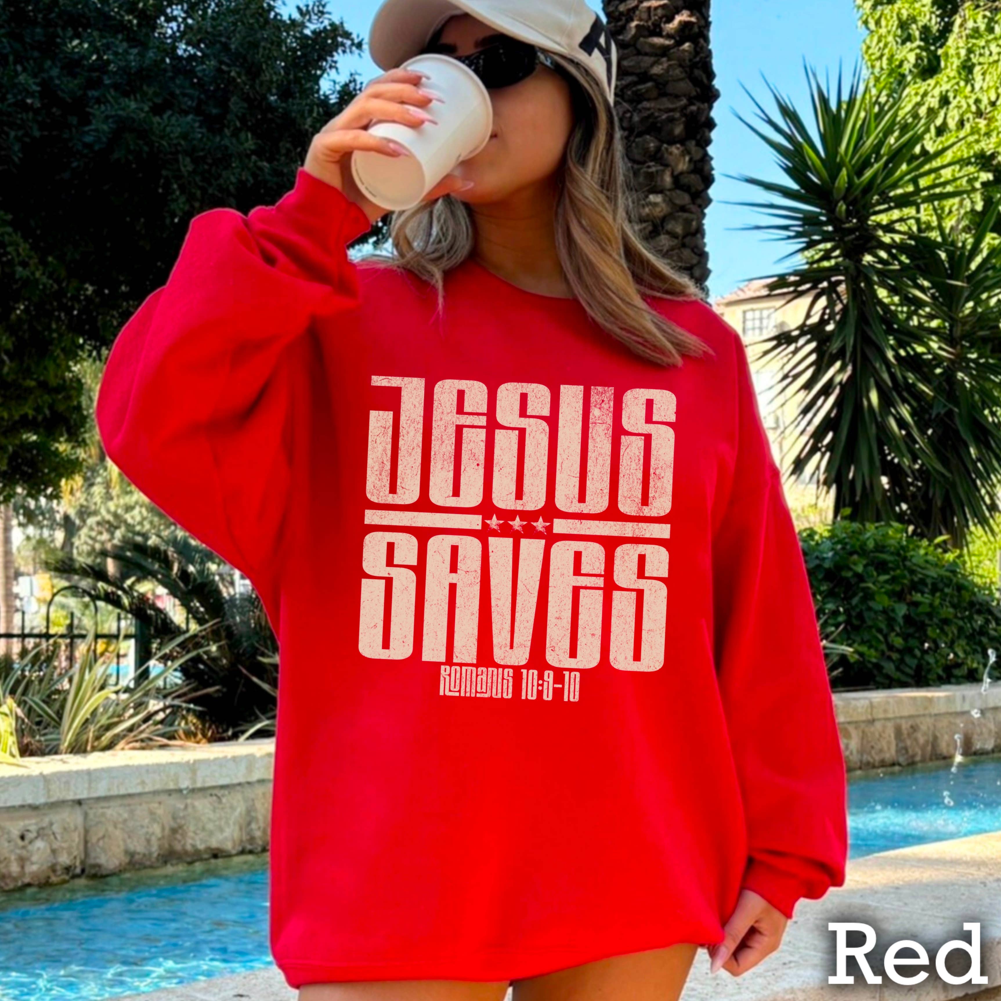 Shoppe SHC – Camisola gráfica - Mulher por atacado – Camisola de Mulher Cristã "Jesus Salva"6