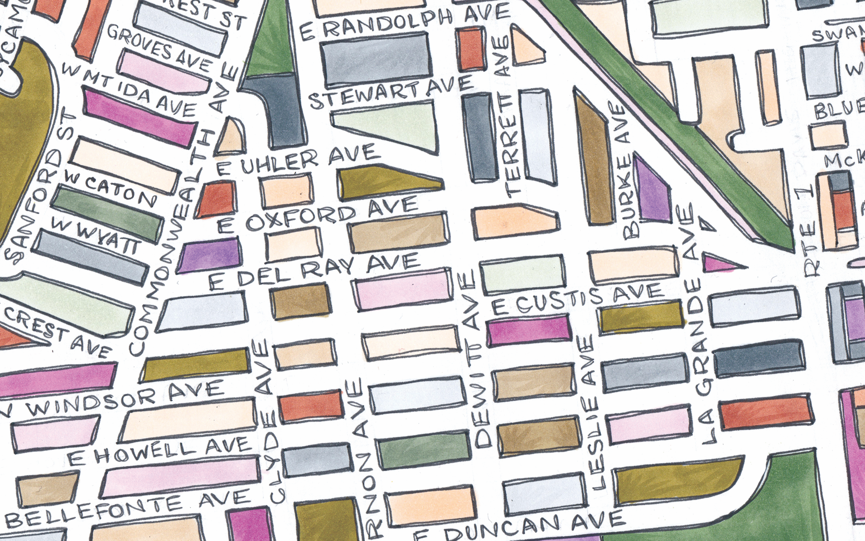 Terratorie Maps + Goods - Wholesale Everyday Greeting Card - Del Ray Map Art Greeting Card1