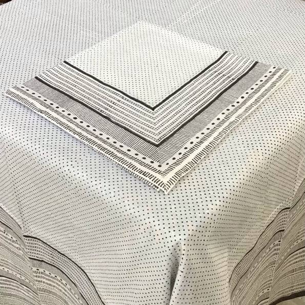 Tablecloth 60X60 Dots & Dashes White/Black for wholesale by natural habitat