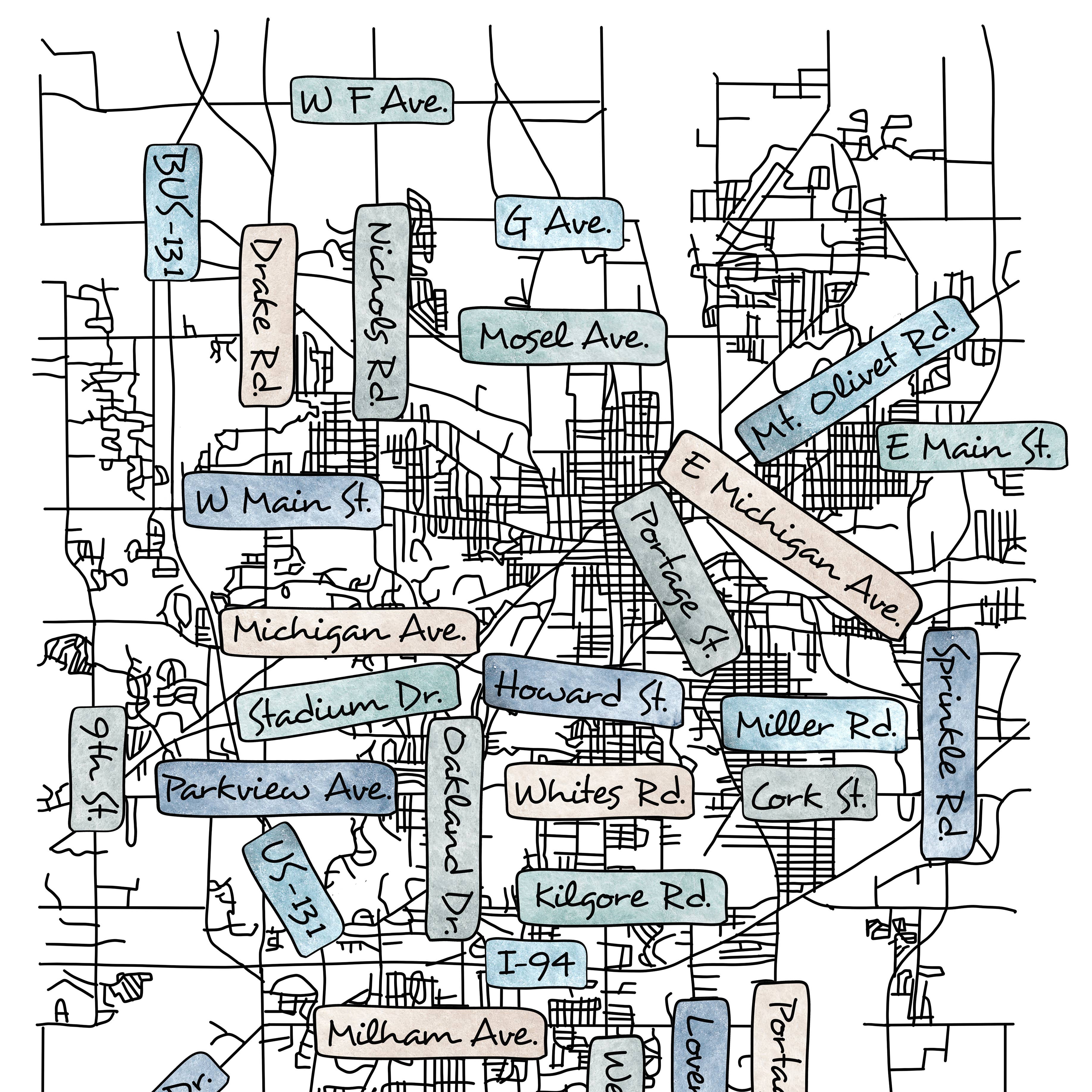 Sparks House Co. - Wholesale Art Print - Street Map Print - Street Names - Your City - Custom Order6