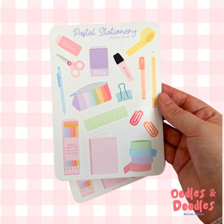 Pastel Stationery Sticker Sheet - A5 or A6 for wholesale by Oodles & Doodles