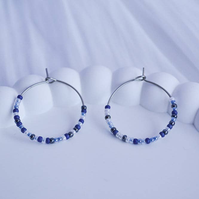 Creoles with Pearls - Shades of Blue for wholesale by Linati Studio