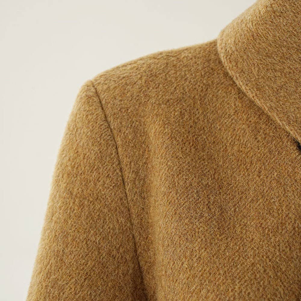 Colorea como imágenes Abrigo Blazer de Lana CT111 Otoño con Diseño de Solapa de Bufanda Combinada de venta al por mayor en Faire5