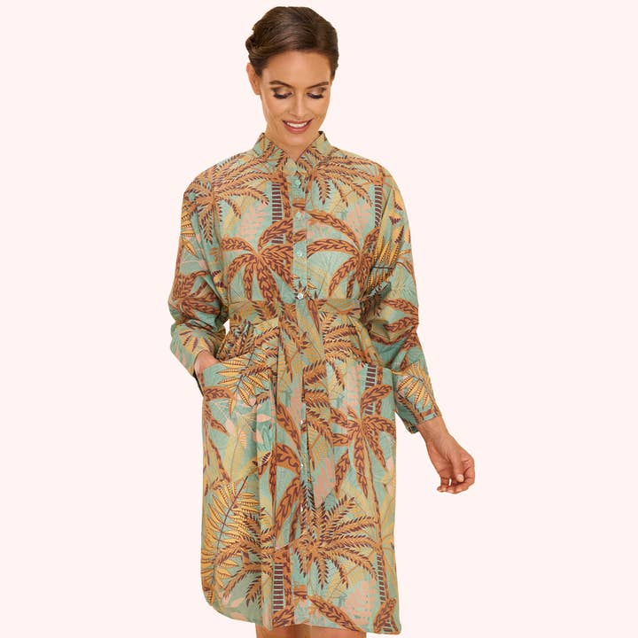 Oversized Shirt Dress - Patterned Palms for wholesale by Powder Design inc - US