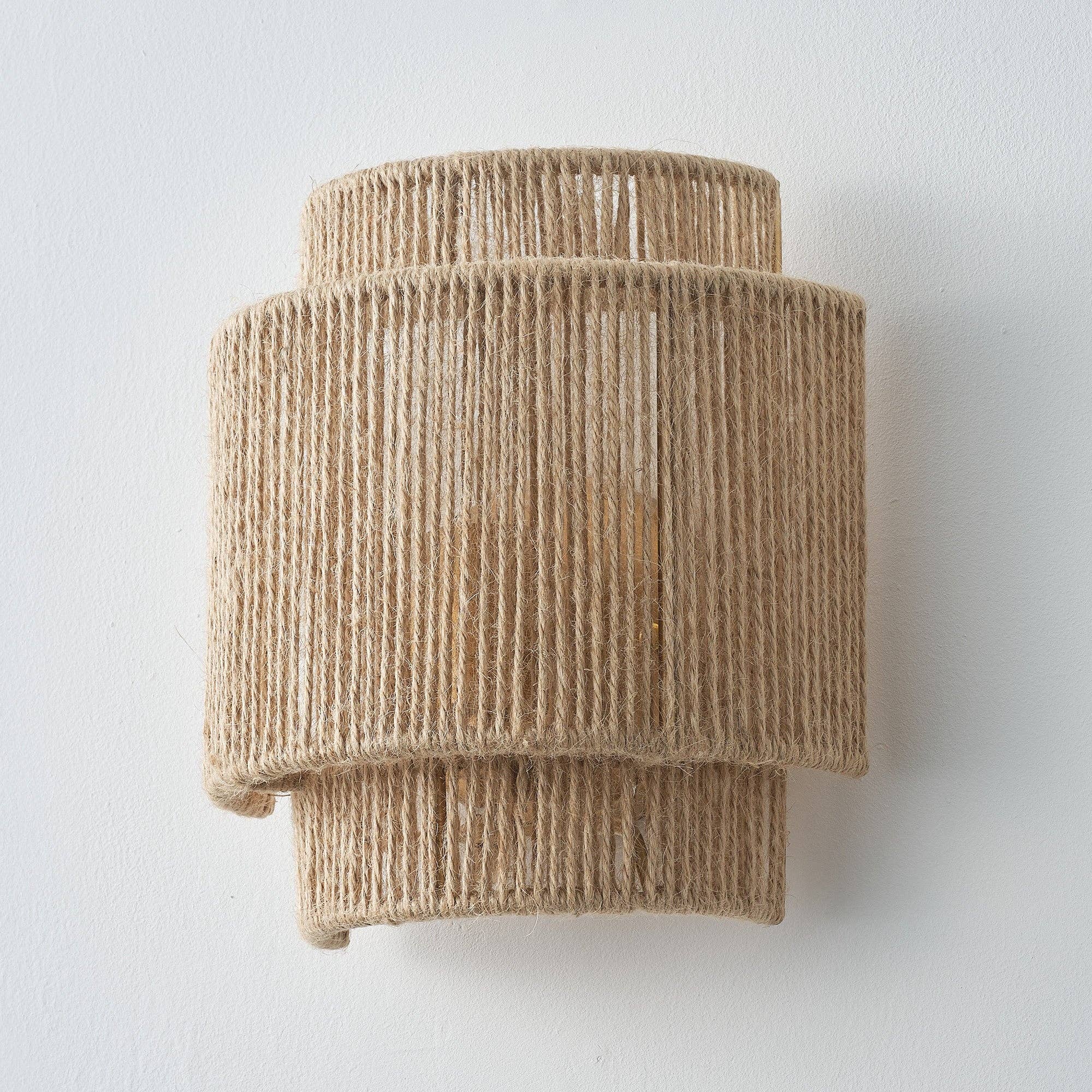 Brio Lighting - Wholesale Sconce - Lusteria 9" Boho Hand Woven Rope 1-Light Wall Sconce Light5