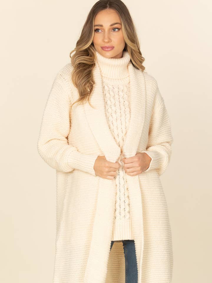 EP-SW27665 Lang gedrapeerd gebreid vest met open voorkant voor wholesale door ePretty