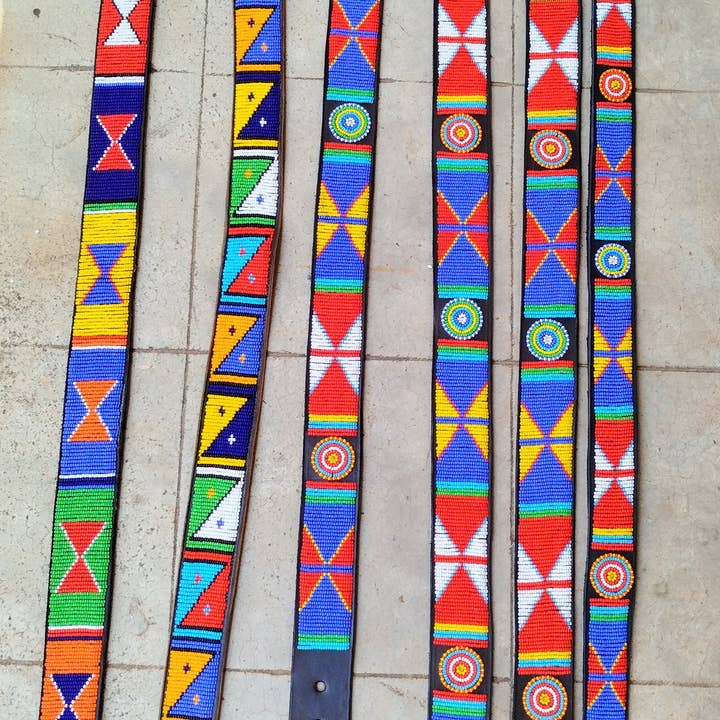 African Craft Collection - Wholesale Belt - Unisex - Handmade Maasai Beaded Leather Belt – Unisex