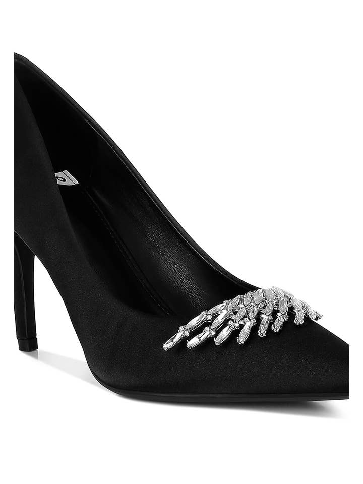 Rag Company – wholesale High heels – Women’s – Rhodolia Diamante Brooch Detail Satin Pumps2