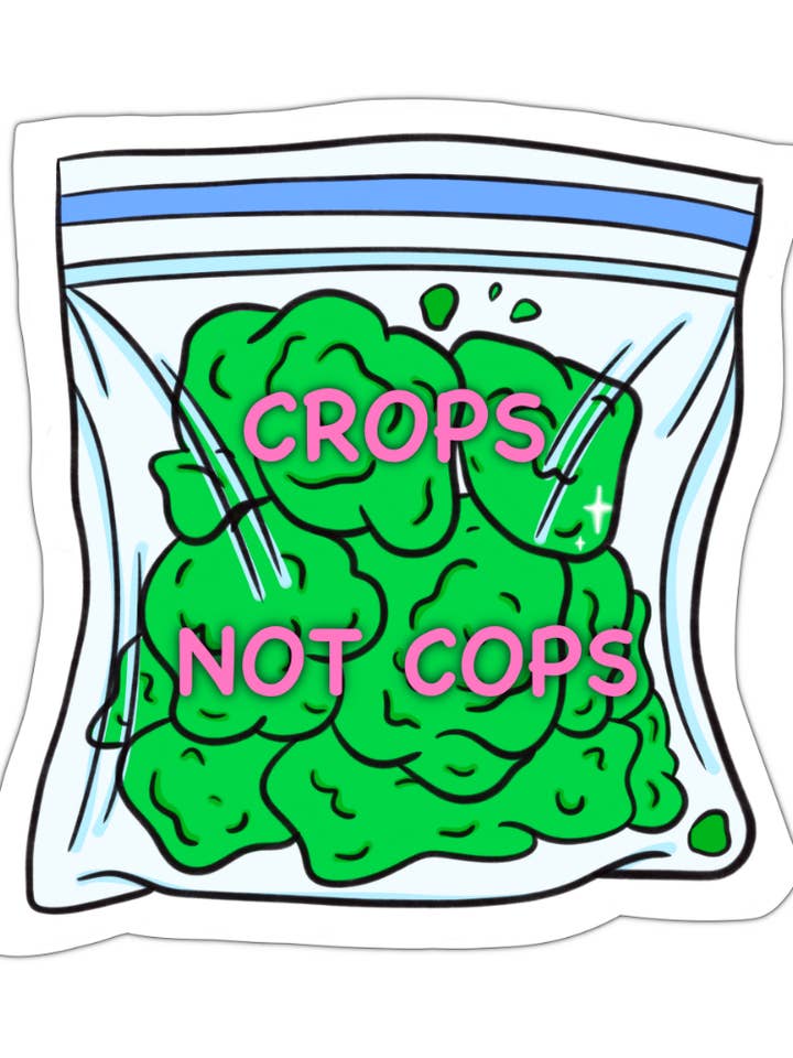 Crops Not Cops Sticker for wholesale by Caroline Reece Designs