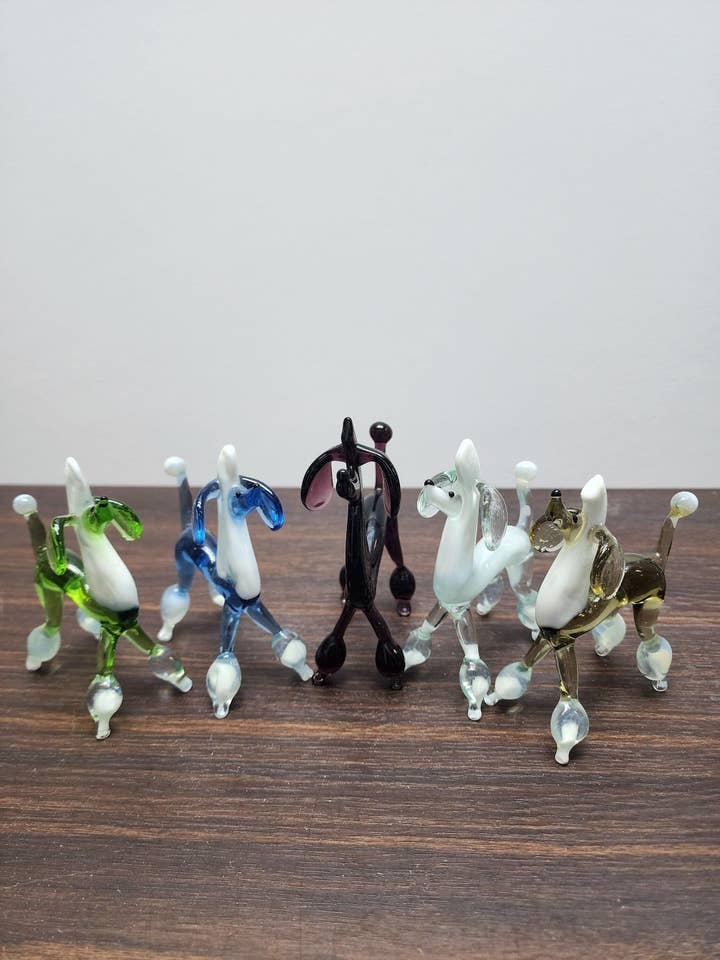 Naturally Colored Glass Figurine - Handcrafted - Poodle Design for wholesale by Glass by Iness