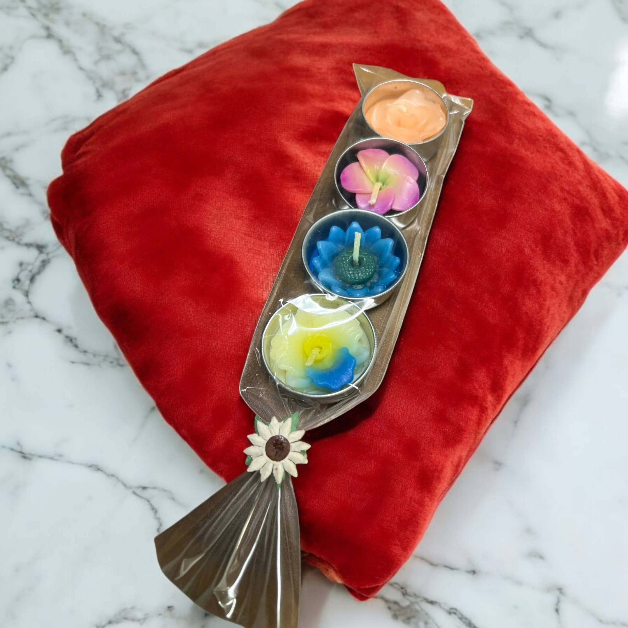 Handicraft Heaven - Wholesale Tea Light Candles - Flower-Shaped Tea Light Set: Vibrant Handmade Festive Candle2