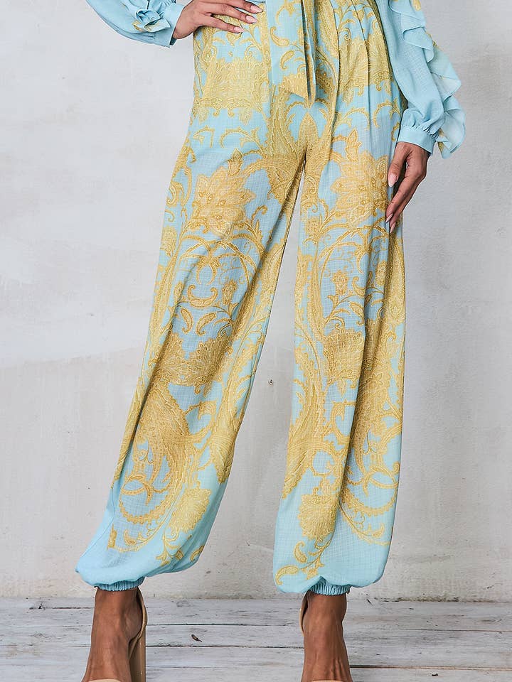 BP2916_Paisley Ruffle Blouse & Wide-Leg Pants- PANTS ONLY for wholesale by Her Bottari