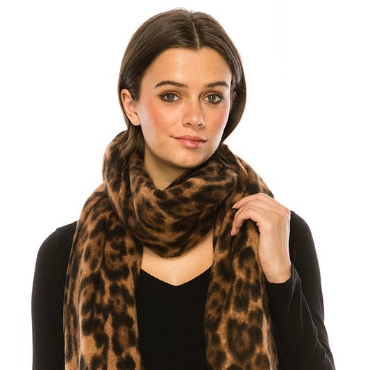 Plush Leopard Scarf for wholesale by DNMC