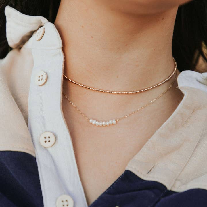 Mauve Jewelry Co. - Wholesale Beaded/Pearl Necklace - Staci Gold Filled Bead Necklace