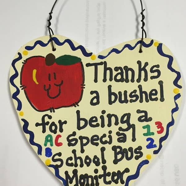 Moniteur d'autobus scolaire, cadeau pour enseignant 6030 Thanks a Bushel, moniteur d'autobus scolaire spécial pour la vente par Nannie and B's Crafts