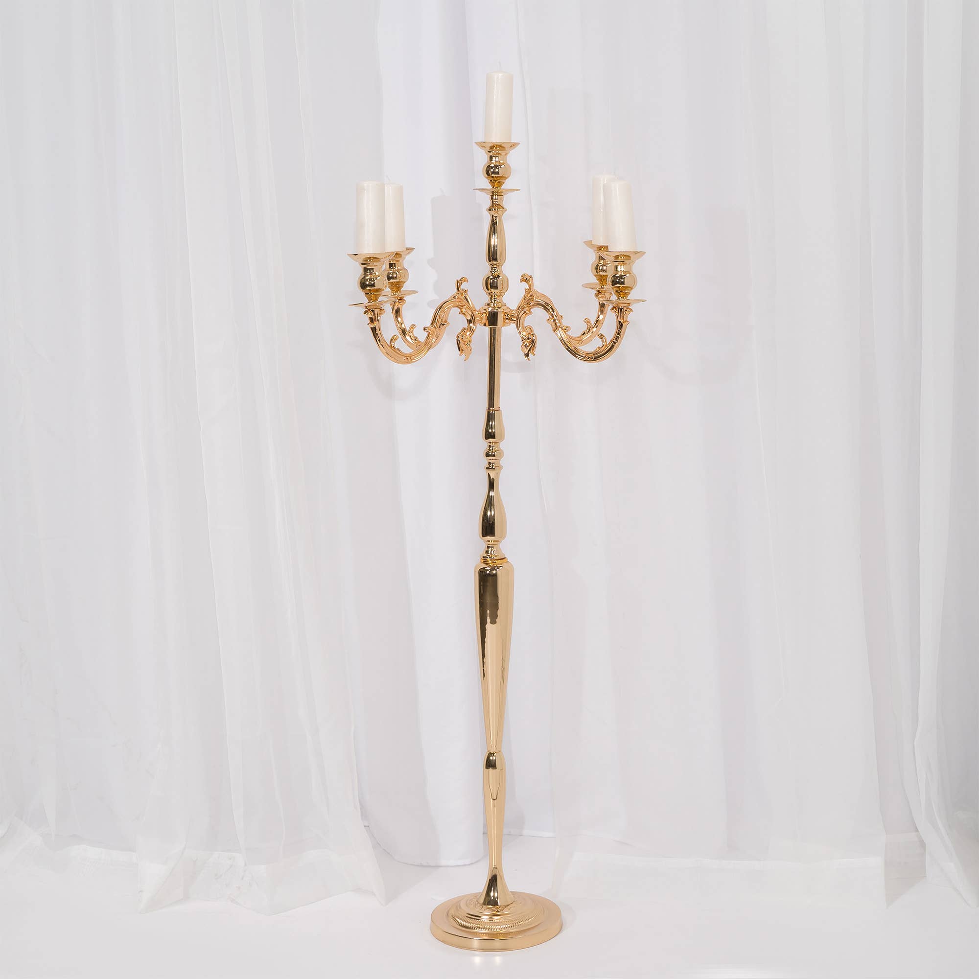 Candelabra 5 Arm Pillar Candle Holder 60½" - Gold for wholesale on Faire3