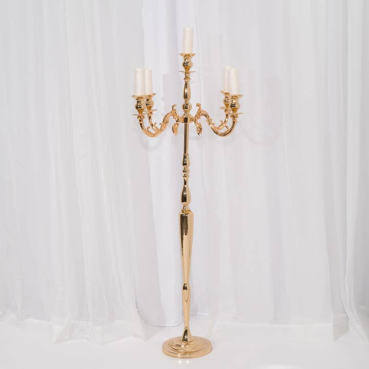 Candelabra 5 Arm Pillar Candle Holder 60½" - Gold for wholesale on Faire3