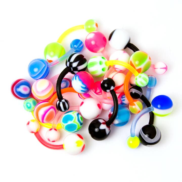 Lion Gothic - Wholesale Jewelry Set - 20PCS Flexible Acrylic Belly Button Ring 14G 10mm