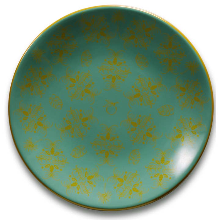 Large Plate Set of 4. Heritage Sage & Lemon for wholesale by Emerald Tiger