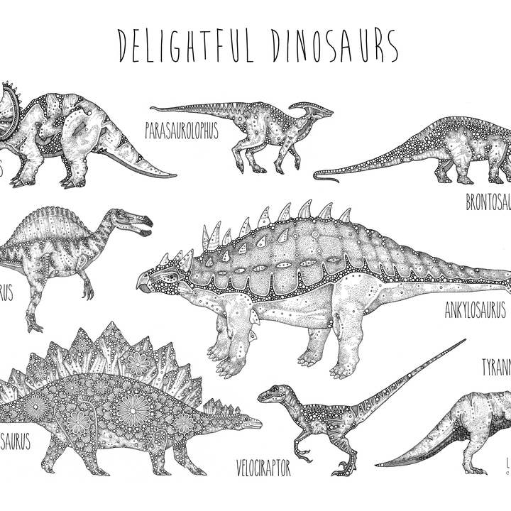 Härliga dinosaurier - A3 Print för wholesale av Little Dot Creations
