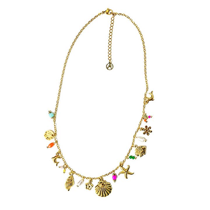 CHAIN NECKLACE WITH MARINE CHARMS - YNK241504B6 for wholesale by AMORINO SRL