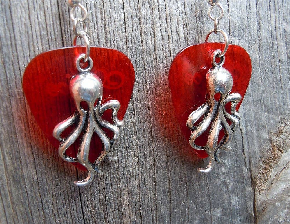 Simply Raevyn - Wholesale Dangle Earrings - Octopus Charm Guitar Pick Earrings35
