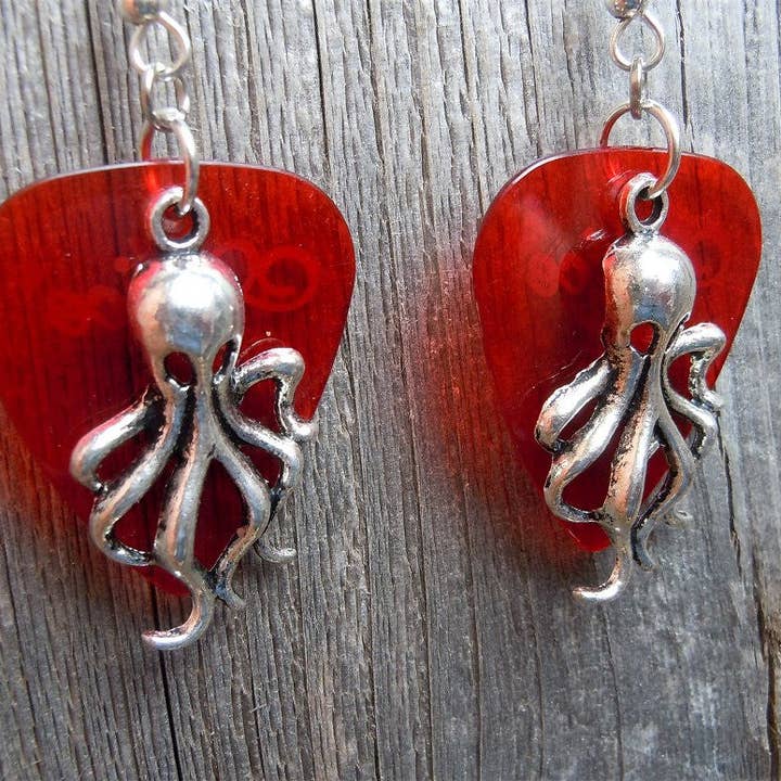 Simply Raevyn - Wholesale Dangle Earrings - Octopus Charm Guitar Pick Earrings35