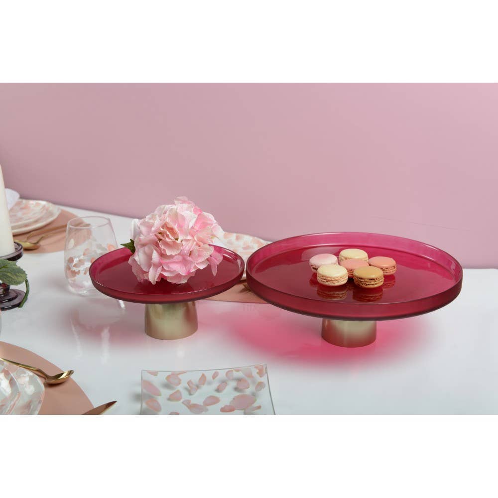 AULICA - Wholesale Serving Tray - Raspberry cake stand with gold base 21x21x8cm2