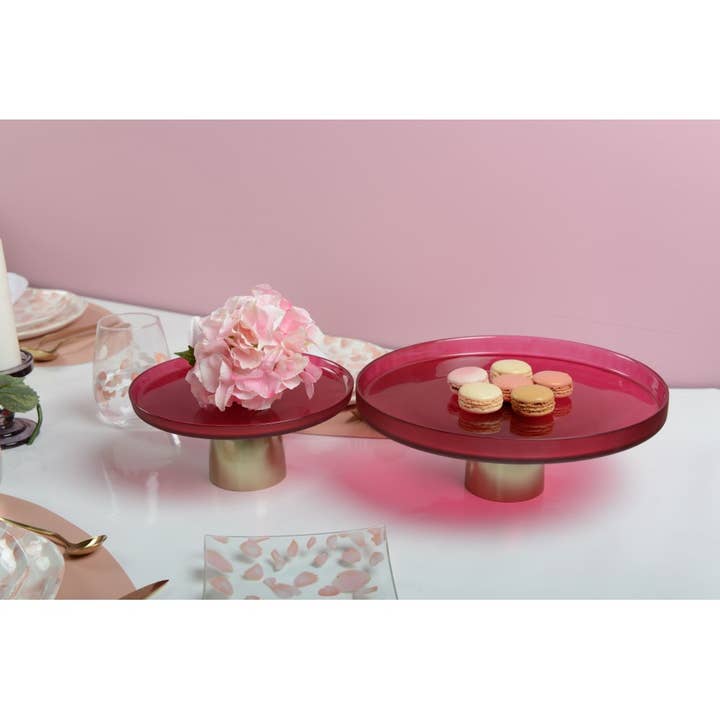 AULICA - Wholesale Serving Tray - Raspberry cake stand with gold base 21x21x8cm2