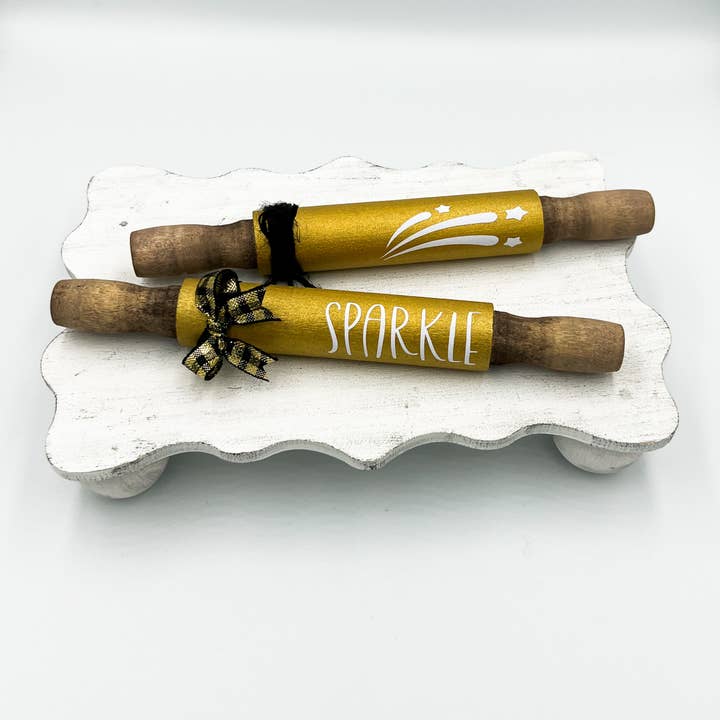 Ruaille Buaille Co - Wholesale Decorative Tabletop Object - New Years decor | Mini rolling pins | Winter tiered tray2