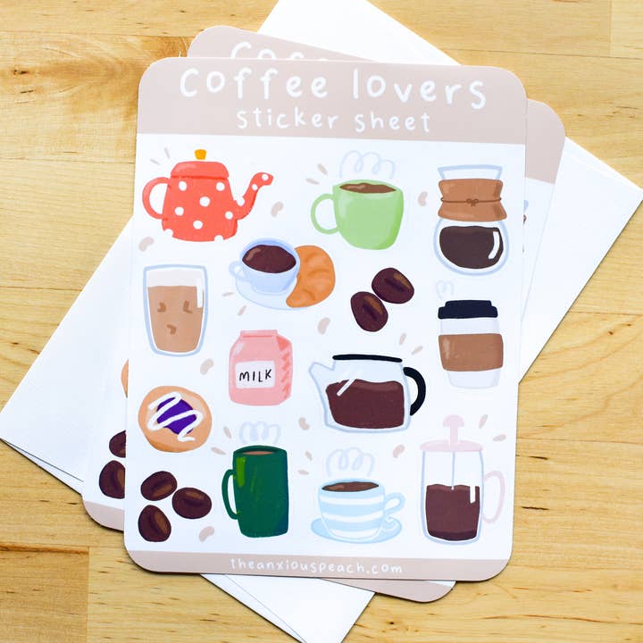 Kaffe Lovers klisterblad för wholesale av The Anxious Peach