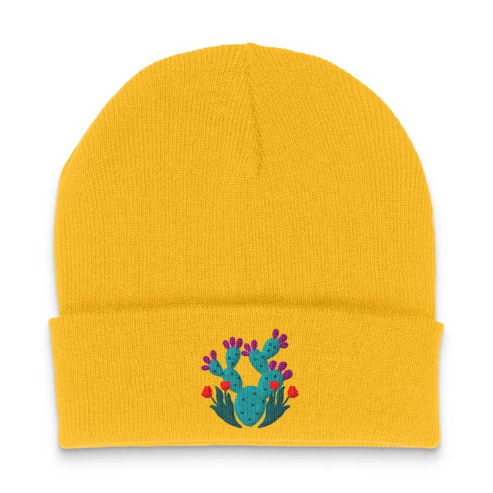 Gorro de ouro bordado com cactos de pêra espinhosa por atacado de Squidly Designs