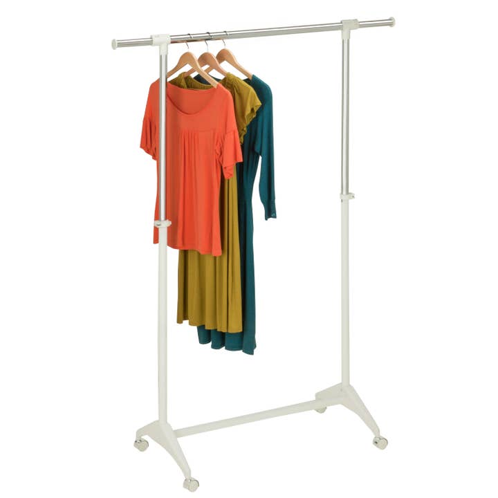 Honey-Can-Do - Wholesale Coat Rack - White Expandable Rolling Clothes Rack
