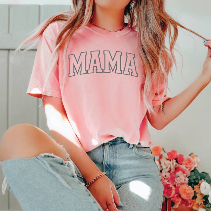 Mama Varsity Outline Tee for wholesale by SBG Co.