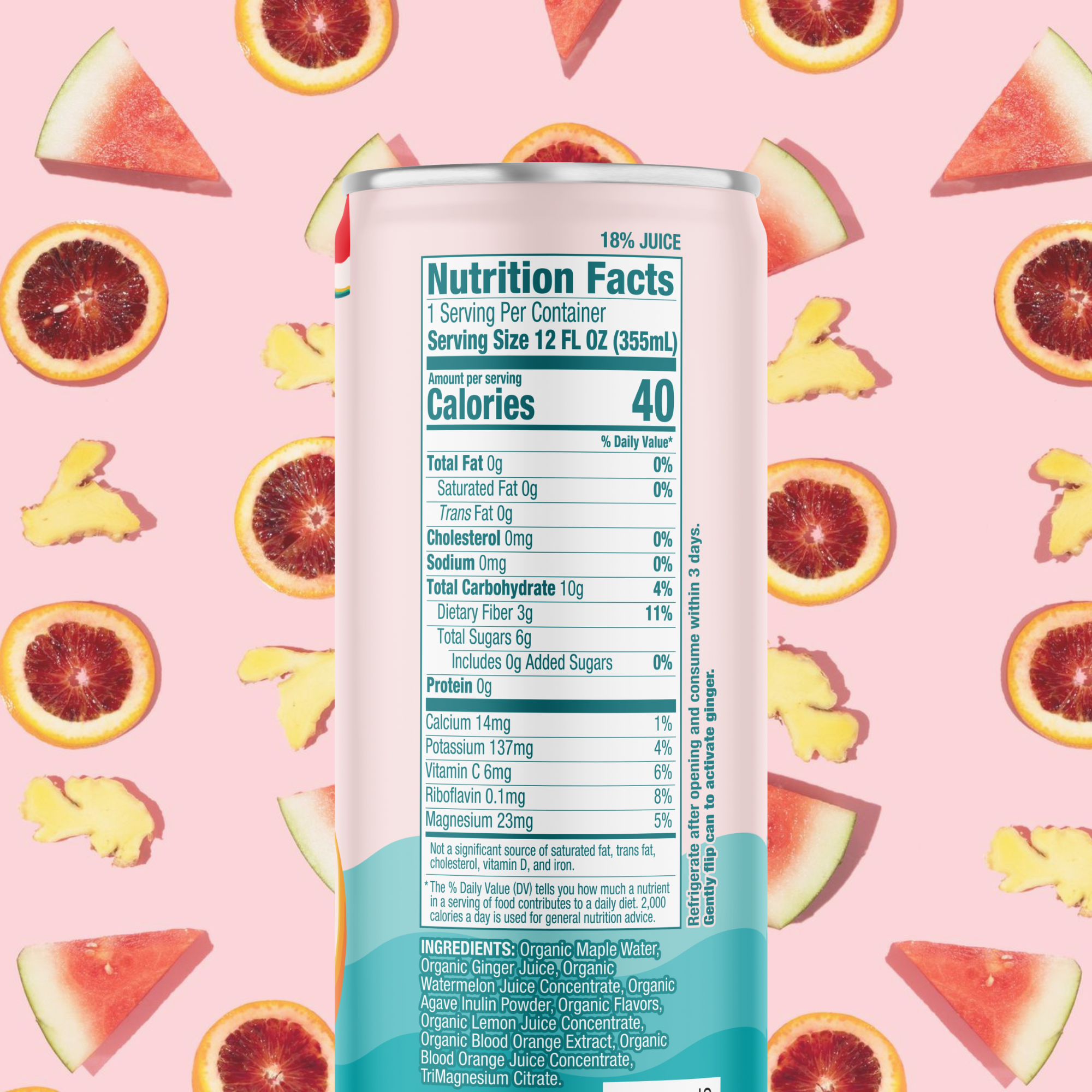 Recoup - Wholesale Sparkling Water - Watermelon Blood Orange + Ginger Prebiotic Sparkling Beverage4