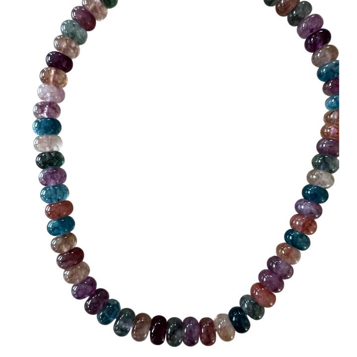 Sonya Renee Jewelry - Wholesale Beaded/Pearl Necklace - Lilly Gemstone Bead Necklace multi-color 8mm opals jade 104