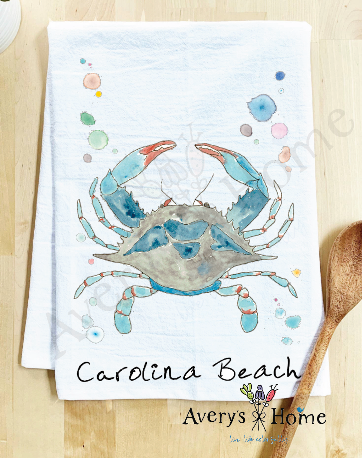 Avery's Home - Wholesale Tea Towel - Blue Crab Ocean Customizable Coastal Tea Towel44