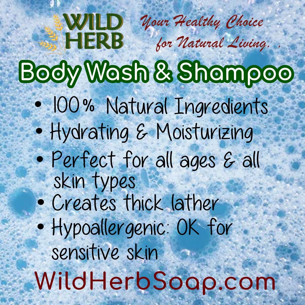 Wild Herb Soap Co - Wholesale 2-in-1 Shampoo & Body Wash - 2 in 1 Body Wash & Shampoo Organic Formula Gentle Effective2