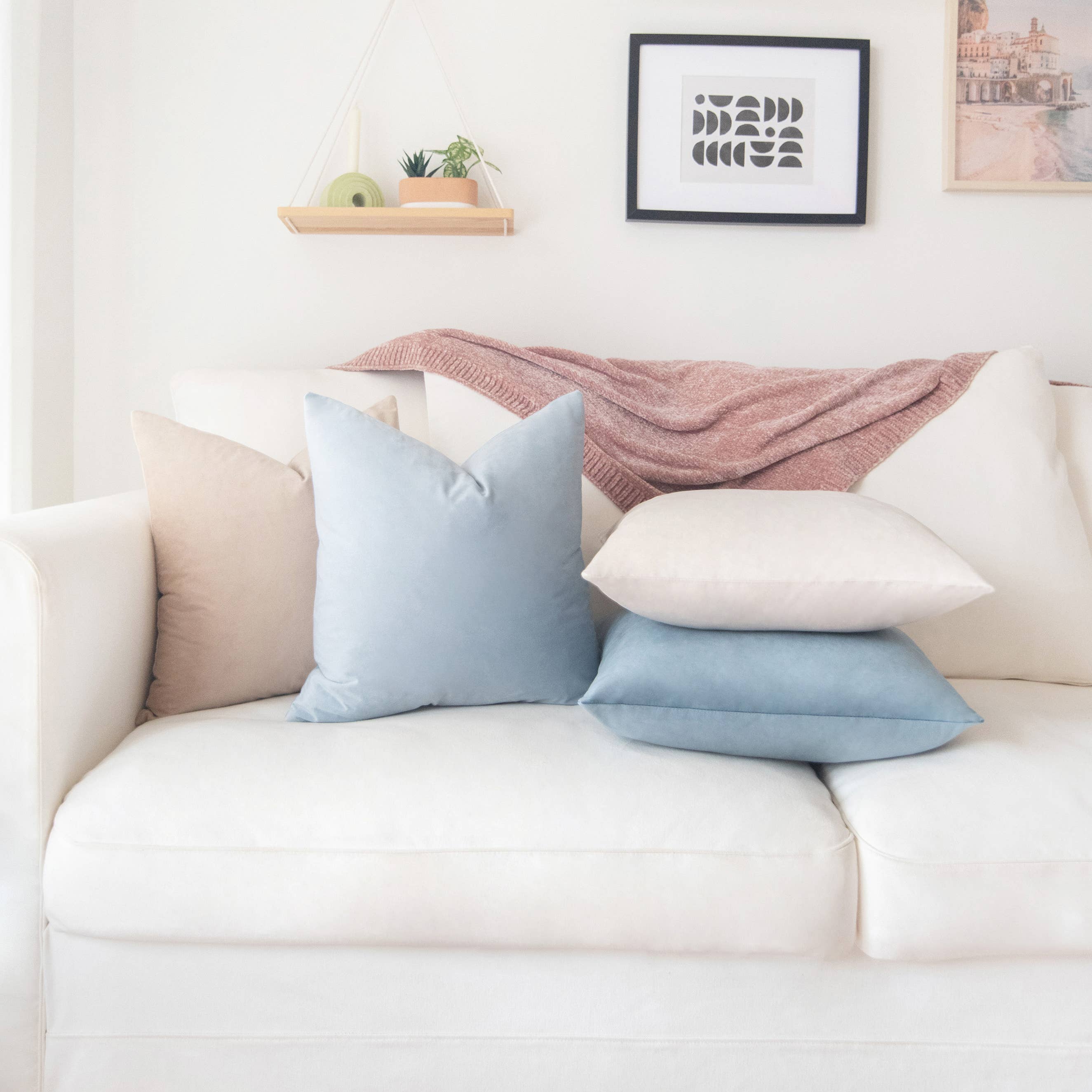 Monday Moose - Wholesale Throw/Decorative Pillow - Samara Pillow Covers (4-Pack) - Beige/Light Blue3