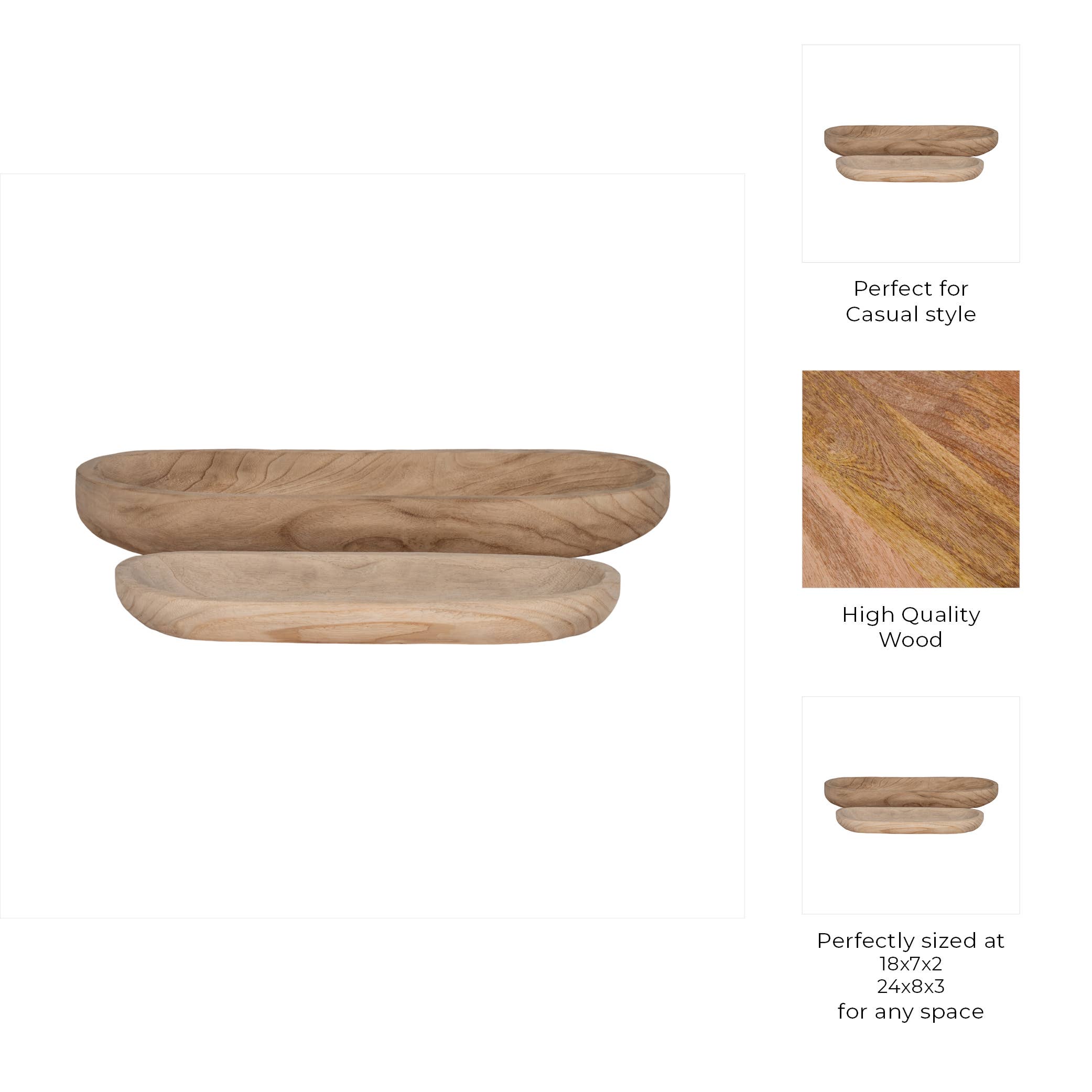 Sagebrook Home - Wholesale Decorative Plate/Dish/Bowl - Brown 18/24 in. Natural Wood Decorative Plates (Set of 2)2