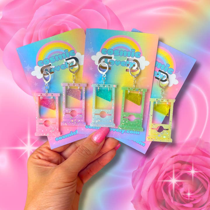 Cosmic lovely - Wholesale Dangle Earrings - Rainbow Confetti Pastel Guillotine Earrings