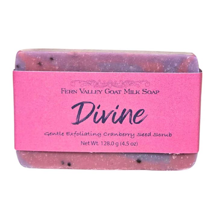 Fern Valley Goat Milk Soap - Wholesale Bar Soap - Natural Goat Milk Soap | Exfoliating Cranberry-Seed Scrub | Divine - Musky Floral Scent