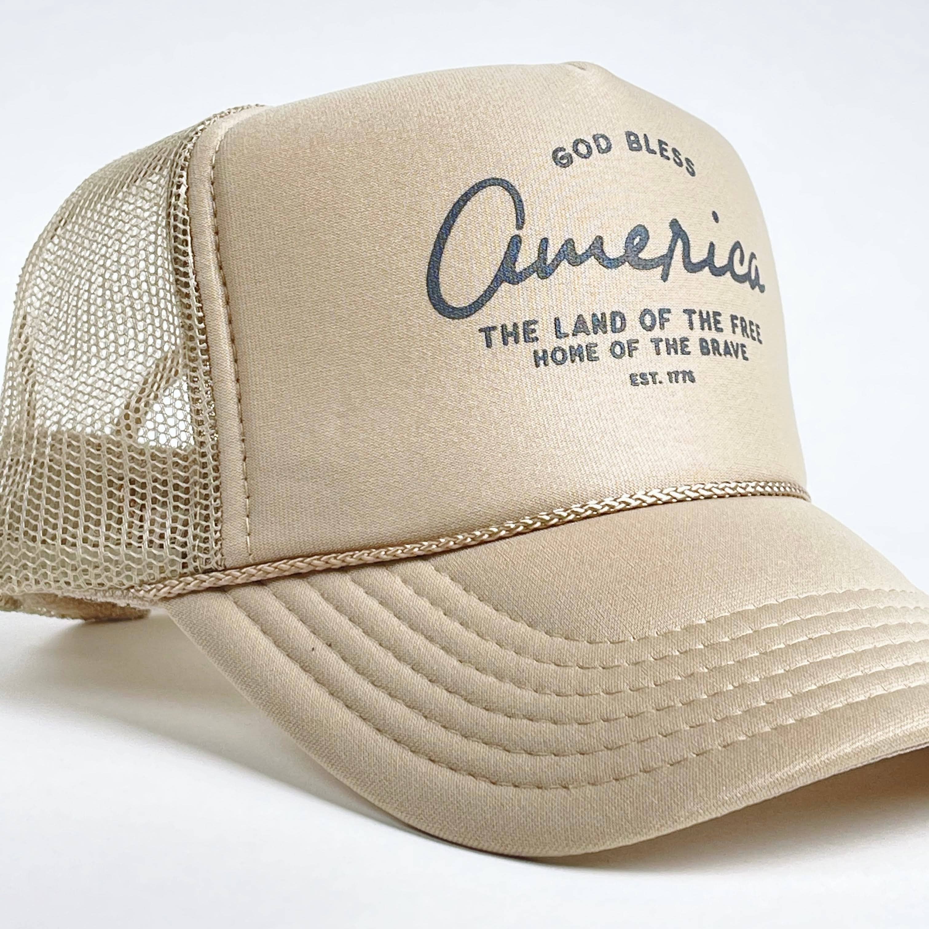 In God We Must - Wholesale Trucker Hat - Unisex - 'God Bless' Trucker Hat- Khaki1