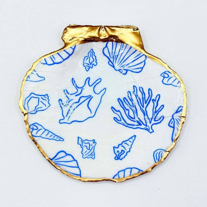 Conchiglia a ventaglio design Blue Shells per la vendita all'ingrosso da parte di Coast & Canyon Shop