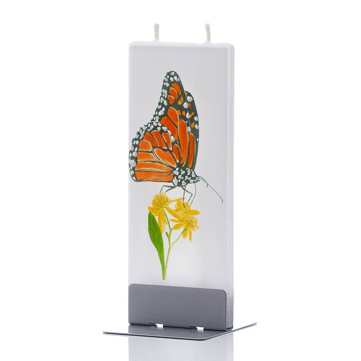 Flat Handmade Candle - Monarch Butterfly On Flower for wholesale by Flatyz Candles