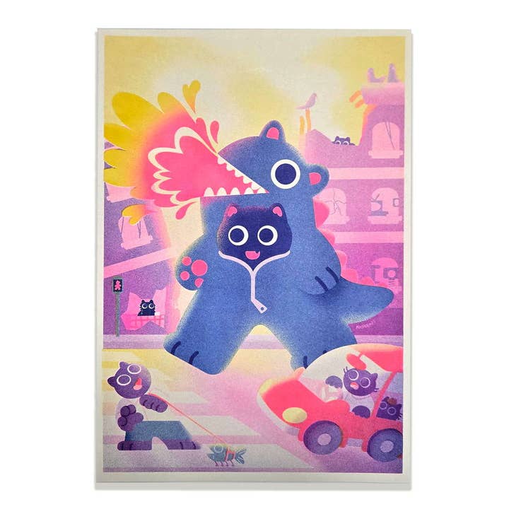 Godzillnya Riso Print for wholesale by Maofriends